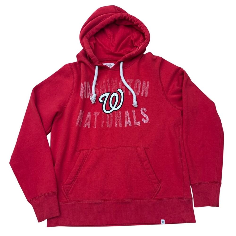 Washington Nationals MLB47 brand stitched logo red hoodie sweatshirt Size Small